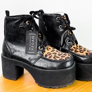Tuk footwear platform leopard boots - vegan - NEW size 9